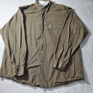 Columbia Men's Size XLarge Tall Brown Plaid Cotton L/S Button Down